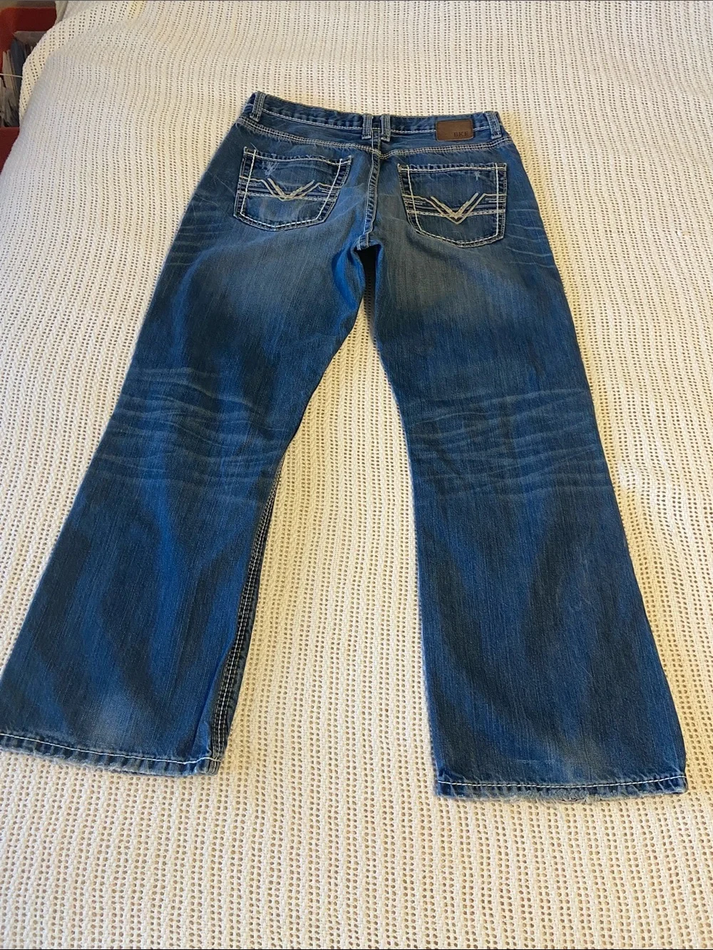 BKE Tyler Boot Jeans Mid Rise Blue Denim Western Cowboy Size 34 x 30”